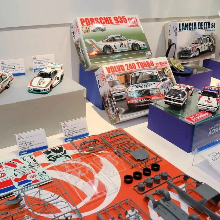 Display of test built models at an industry show.